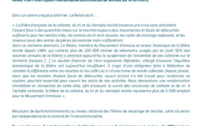 Interruption temporaire des collectes de textiles