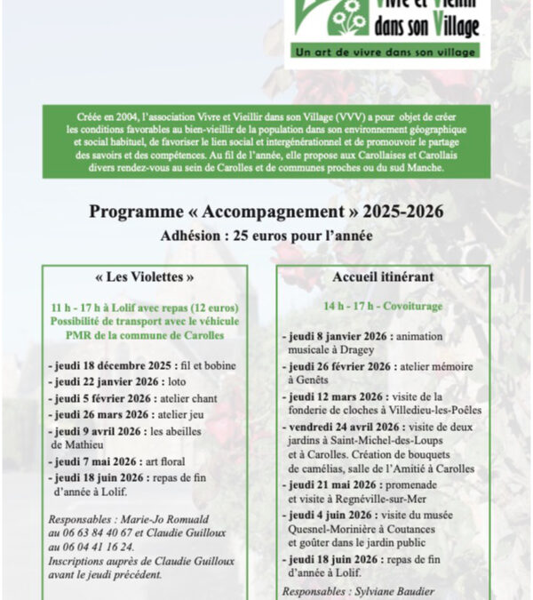 Vivre et vieillir dans son village : Programme 2025 – 2026