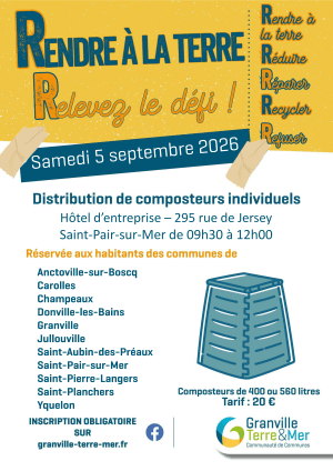 Distribution de composteurs individuels – 05/09/2026 – 09h30-12h00- Saint-Pair-sur-Mer