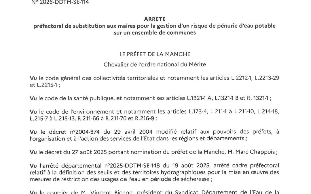 Préfecture de la Manche : arrêté sécheresse