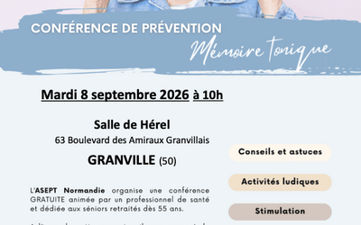 Conférence de prévention – « Mémoire tonique » – Mardi 8 septembre, Salle du Hérel (Granville)