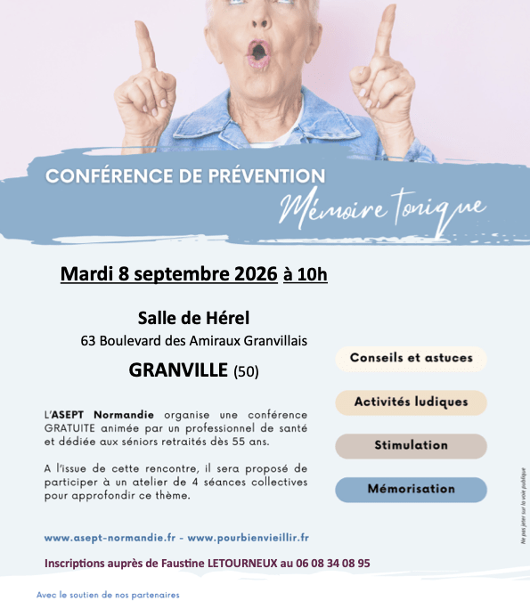 Conférence de prévention – « Mémoire tonique » – Mardi 8 septembre, Salle du Hérel (Granville)