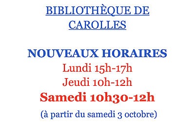 Bibliothèque de Carolles – Nouveaux horaires