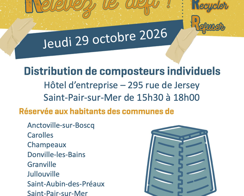 Distribution de composteurs – Jeudi 29 octobre de 15h30 à 18h
