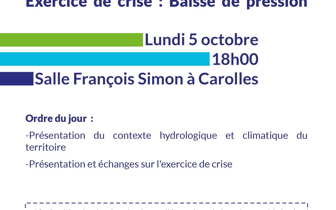 Réunion d&rsquo;information – Exercice crise sécheresse – Lundi 5 octobre – CAROLLES